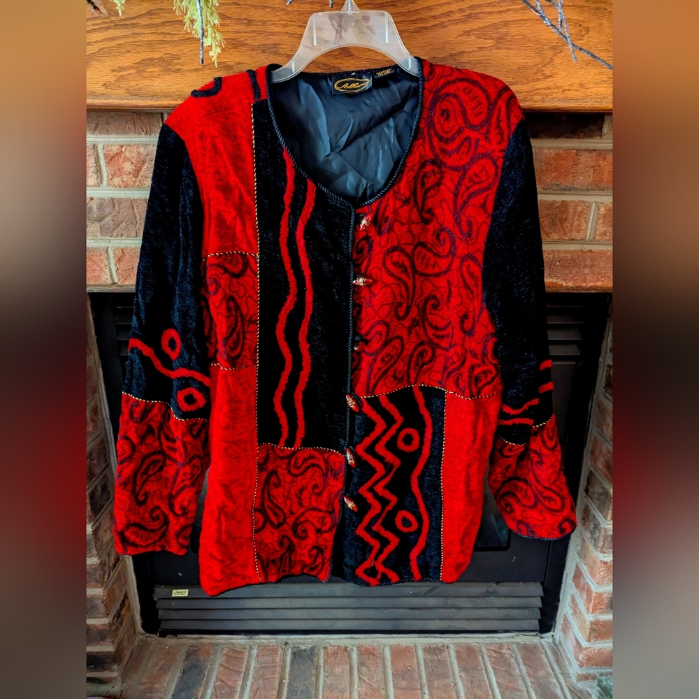 Vintage Coogi Red and Black Sweater Blazer Women's Plus Size 22/24